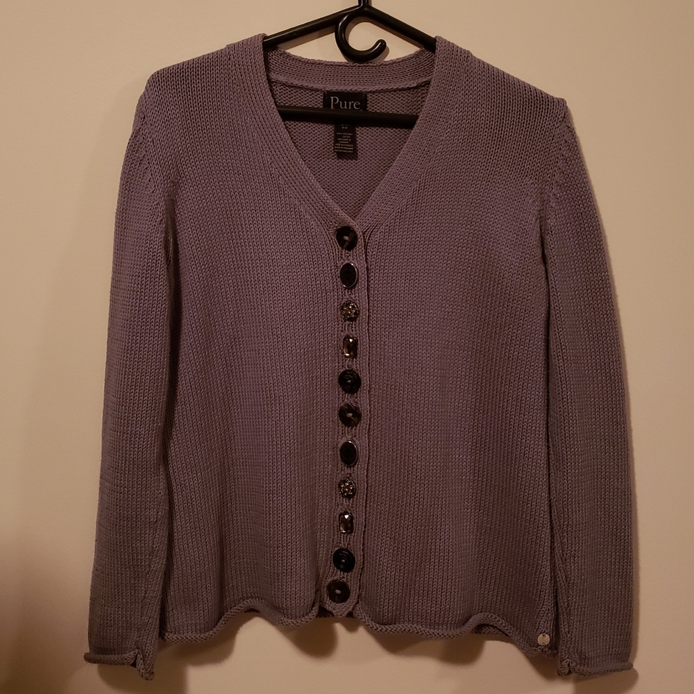 Pure Handknit Gray Cardigan Size Small